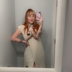 Taupe linen blend tunic